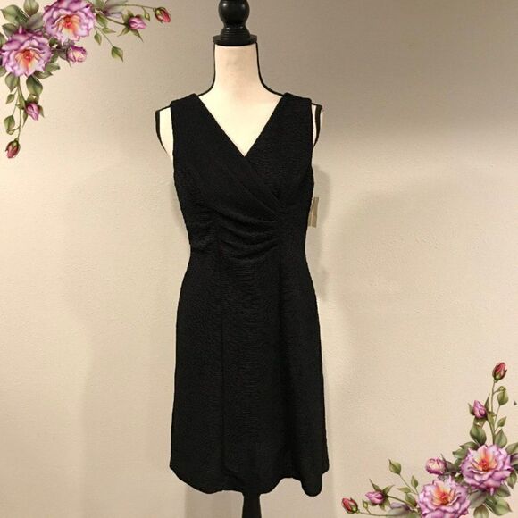 COLDWATER CREEK black sleeveless v-neck knee length dress size P6 - Picture 1 of 11